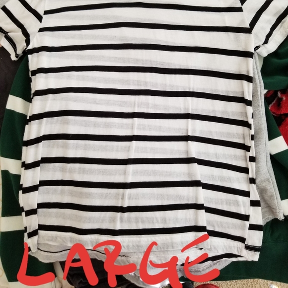 *2-for-$10* White / Black V Neck size large - Picture 2 of 2